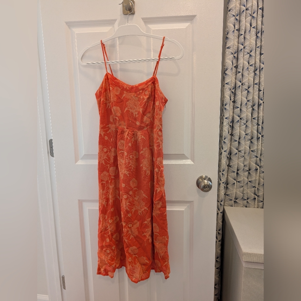 Forever 21 Orange Floral Spaghetti Strap Dress